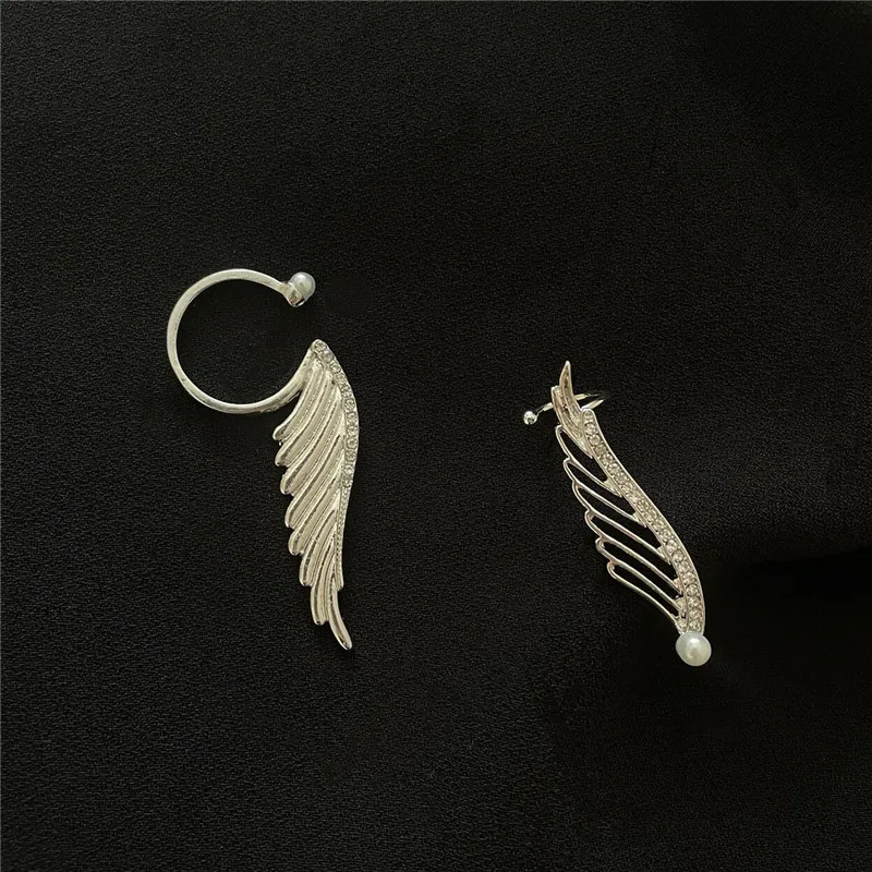 

LOVOACC Silver Color Metallic Simulated Wings Pendant Earrings for Women Girls Spark Rhinestone Dangle Earrings Accessories