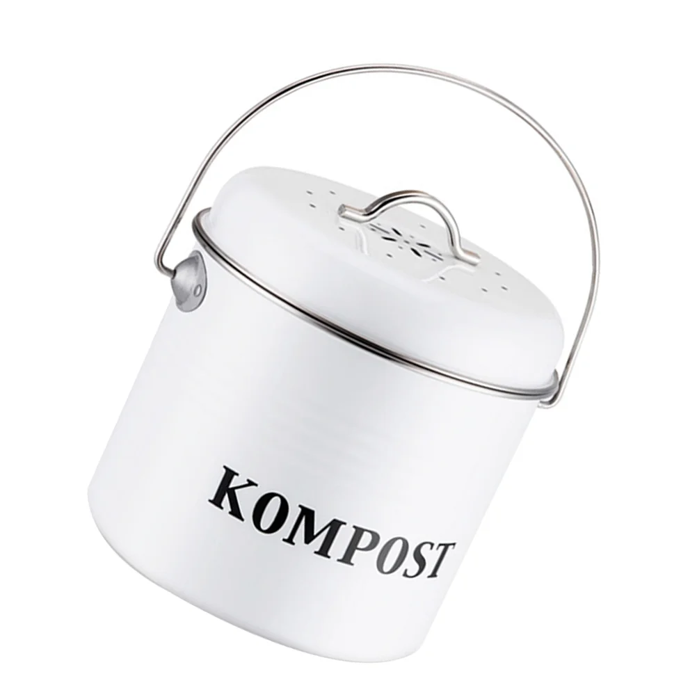 

1Pc Portable Garbage Can Waterproof Iron Trash Container Garbage Bucket (White)