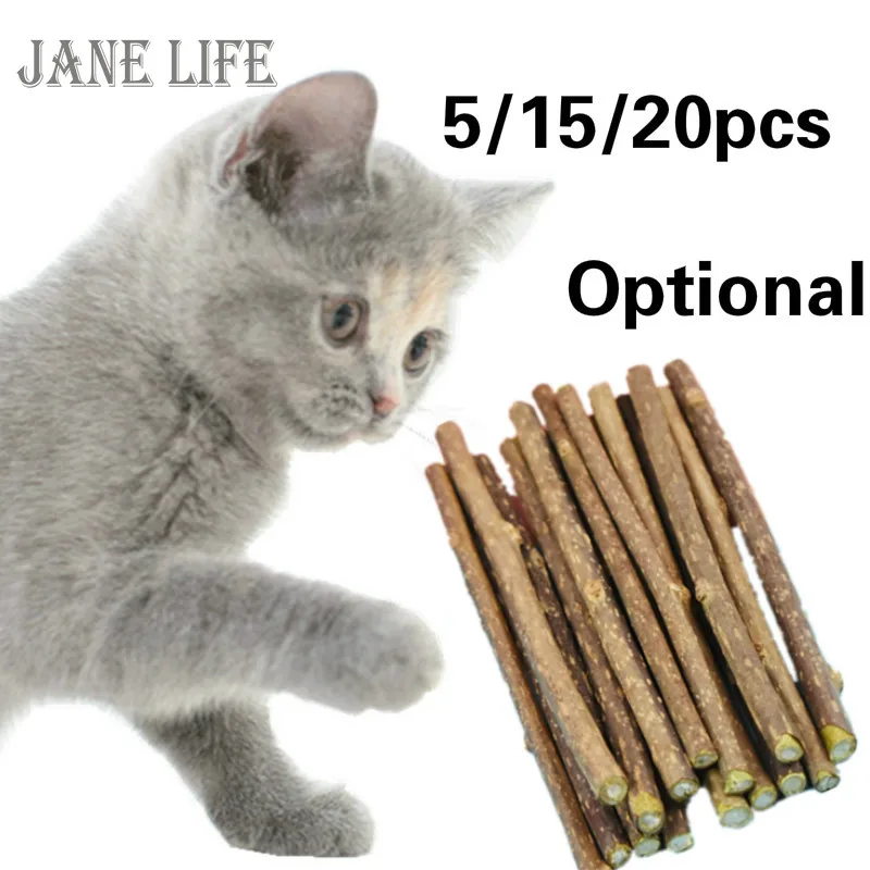 

5/15/20pcs Pure Natural Catnip Pet Cat Toy Safety Molar Toothpaste Branch Cleaning Teeth Cat Snacks Sticks Pet Supplies Catnip