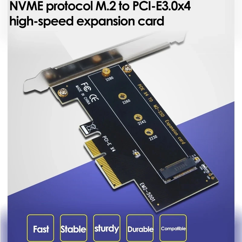 

Riser Card Add On Card NVME Adapter Card M.2 To PCI-E 3.0X4 High Speed Computer Expansion Card M2 NGFF M Key SSD Conversion Card