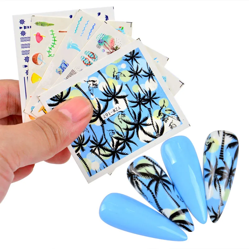 

Charms Flowers Leaf Nail Stickers Watercolor Nail Art Decals Sliders Manicure Decorations Foils Tattoo