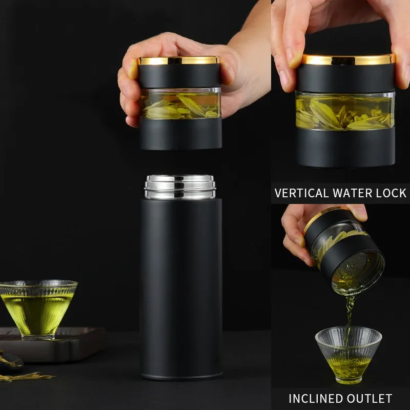 

Smart 450ML Insulated Cup Temperature LED Display Tea Bottle Cup with Glass Separates Tea and Water Thermos Vacuum Flask
