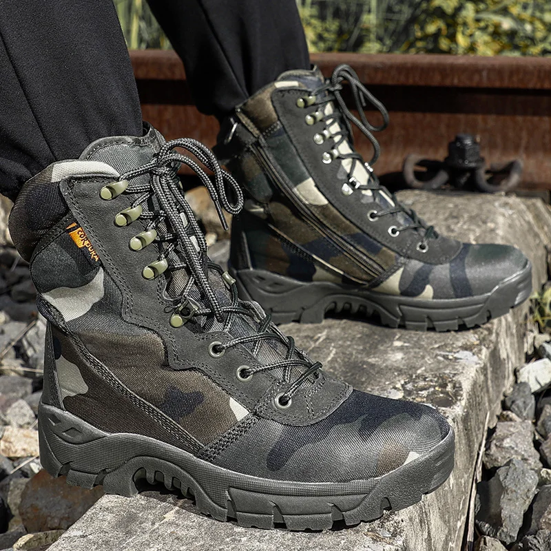 New Camouflage Military Boots For Men Tactical Camouflage Boots Oxford Waterproof Training Boot Men Hiking Shoes Treking Hombre