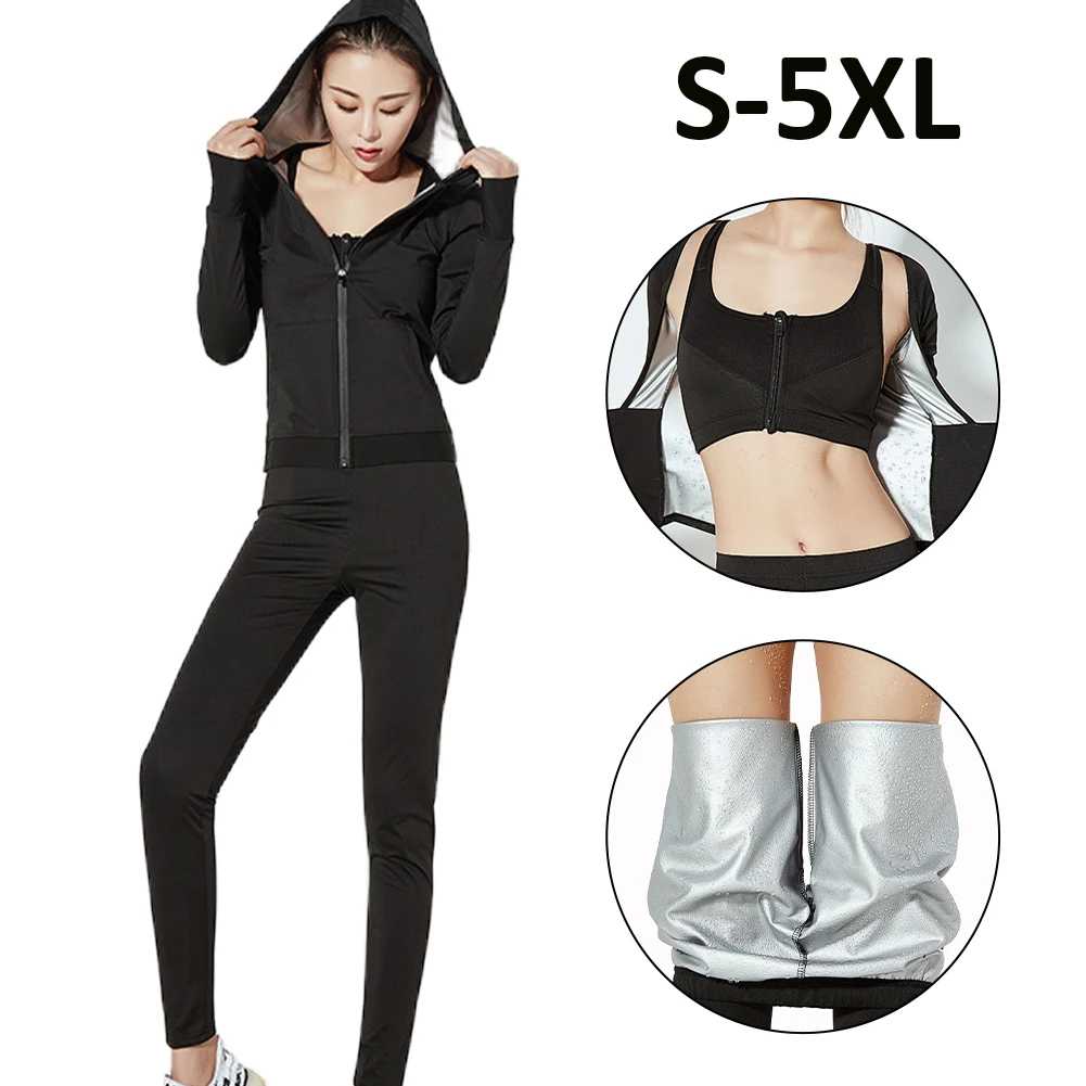 

Sauna Sweat Suit for Women Sweatsuit Body Shaper Jacket Waist Trainer for Weight Loss Workout Suit for Exercise Fitness Gym