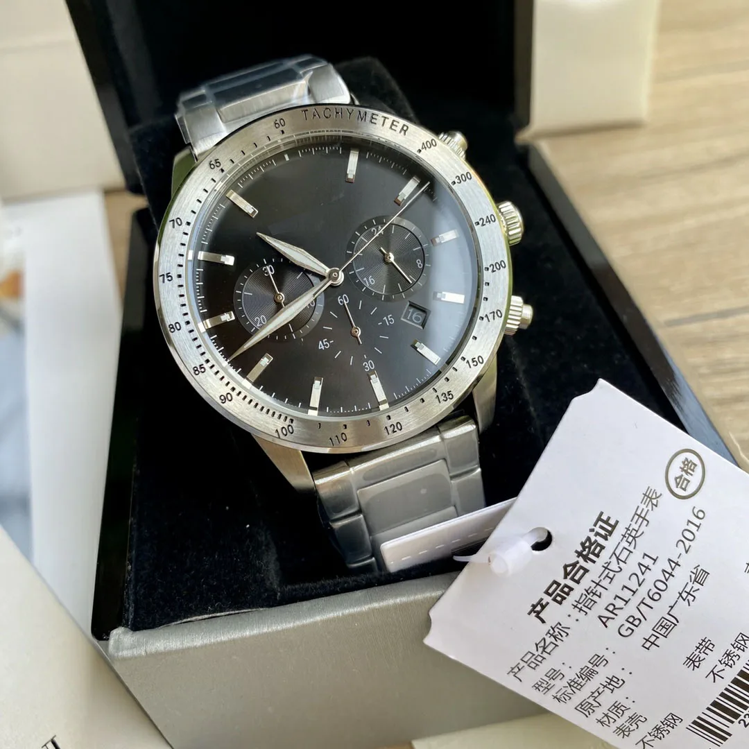 

Men's Watch Swiss Quartz AR11306 AR11241 All Stainless Steel 6-pin Gift With Box Business Style