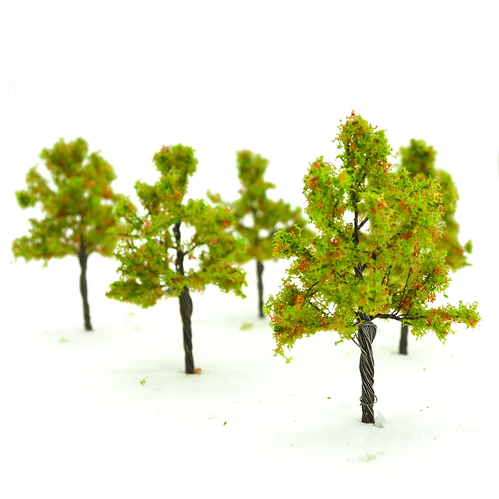 

Miniature Iron Wire Tree Toy Train Diorama Building Green Tree Micro Landscape Sand Table Layout 10pcs