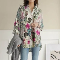 new shirt women shirts long sleeves loose blouses korean fashion printing shirt fashion linen blouse summer clothes female 2021
