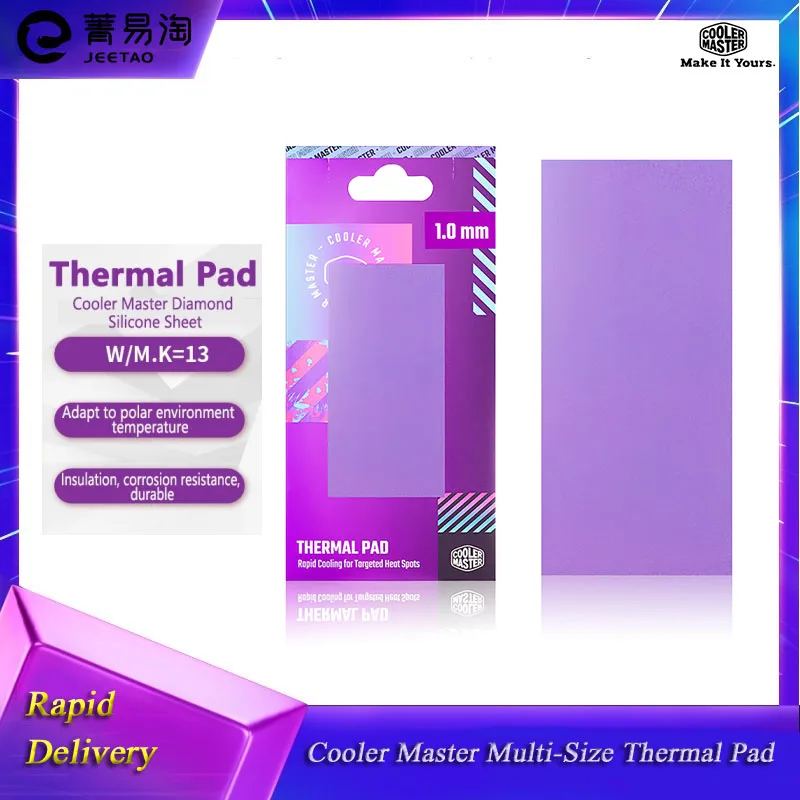 

Cooler Master Thermal Pad Multi-Size Heat Dissipation Silicone Pad 13.3W/MK For CPU/GPU Card Motherborad RAM SSD Water Cooling
