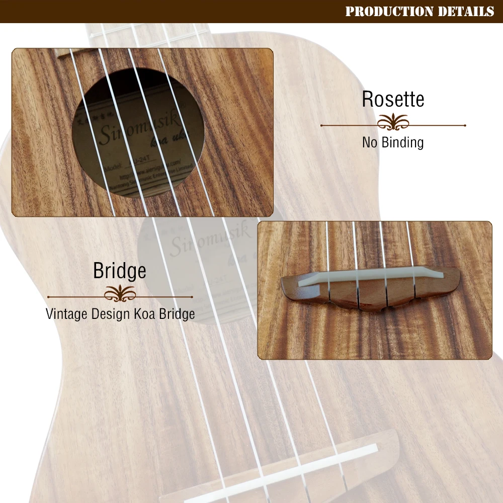 23 дюйма укулеле Твердые Koa концертный Гавайский 4 струнная гитара 26 дюймов Тенор