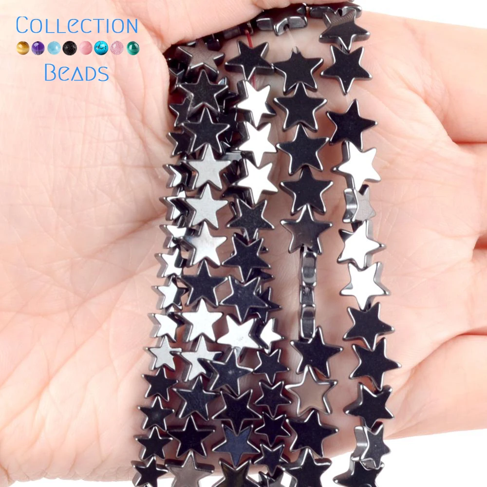 

Natural Beads Black Star Shape Hematite Stone Beads Round Loose Spacer Beads For Diy Jewelry Making Bracelet Necklace 6/8/10mm