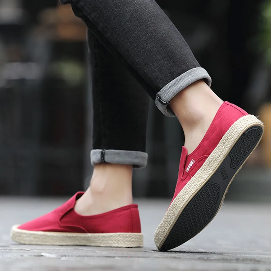 Мужская льняная Тканевая обувь с одной подошвой мужские легкие дышащие