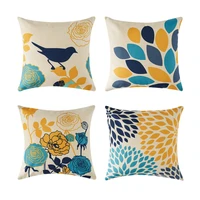 flower bird printed cushion covers decorative pillow cases bed cotton linen throw pillow cover for home decor sofa chair 45x45
