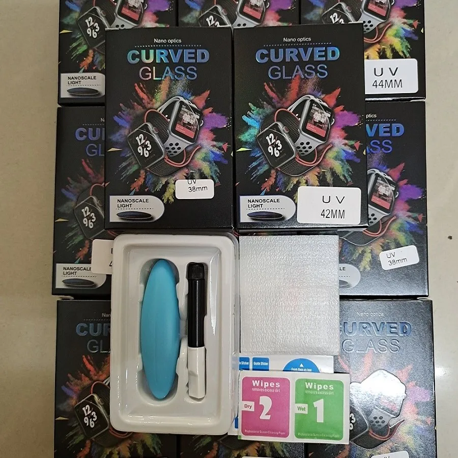 3d curved full cover film for apple watch series se 6 5 3 38 42 40 44mm screen protector full glue uv glass for series 7 41 45mm free global shipping