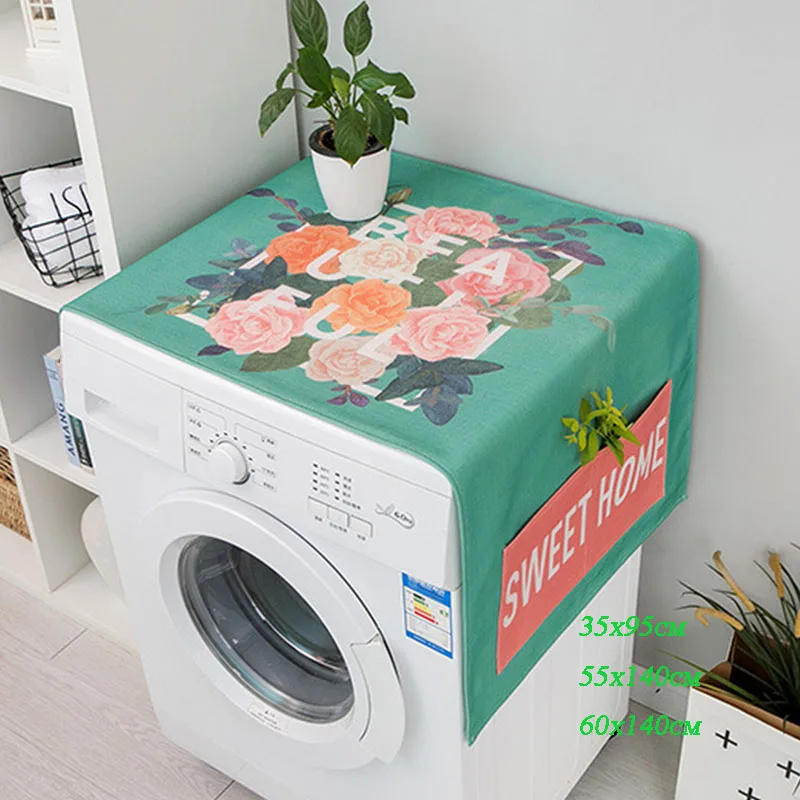 

Nordic Dust Cover Green Leaf Washing Machine Machine Cover Oven Microwave Refrigerator Protecor Modern Home Decor