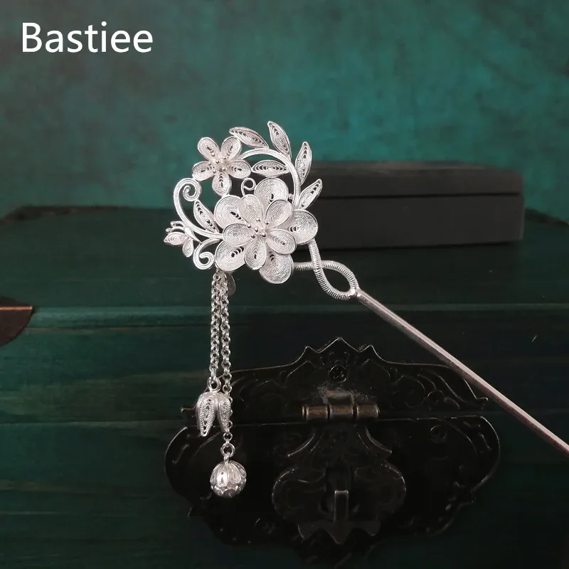 

Bastiee Peacock 999 Sterling Silver Hair Stick Accessories For Women Hair Pins Luxury Jewlery Hmong Handmade Ethnic Dangle Hanfu