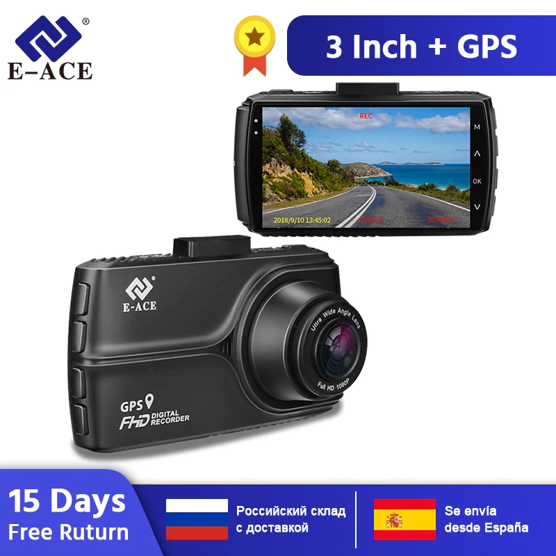 E-ACE 3,0 дюймов Мини Автомобильный видеорегистратор Камера с gps трекером тире камера 1080P ночного видения авто регистратор ADAS LDWS видеокамера рекордер