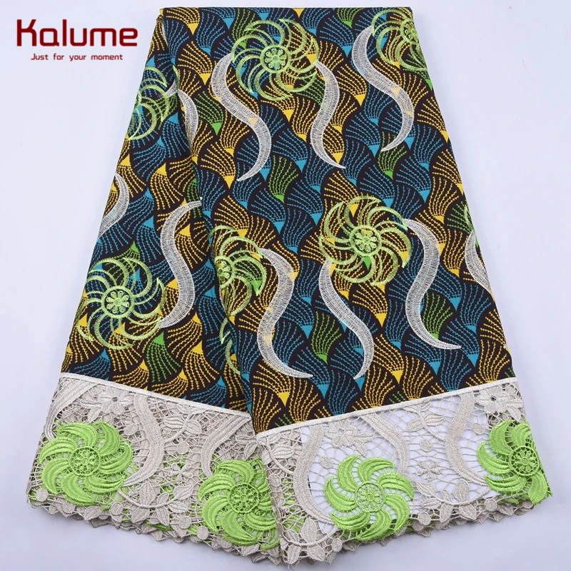Новейшая восковая ткань Kalume с шнурком африканская кружевная вышивкой камнем для
