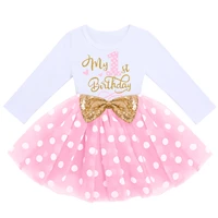 1 3y baby girls birthday dress sequin bowknot long sleeve round neck tops with chic letters print newborn infantil tutu outfit