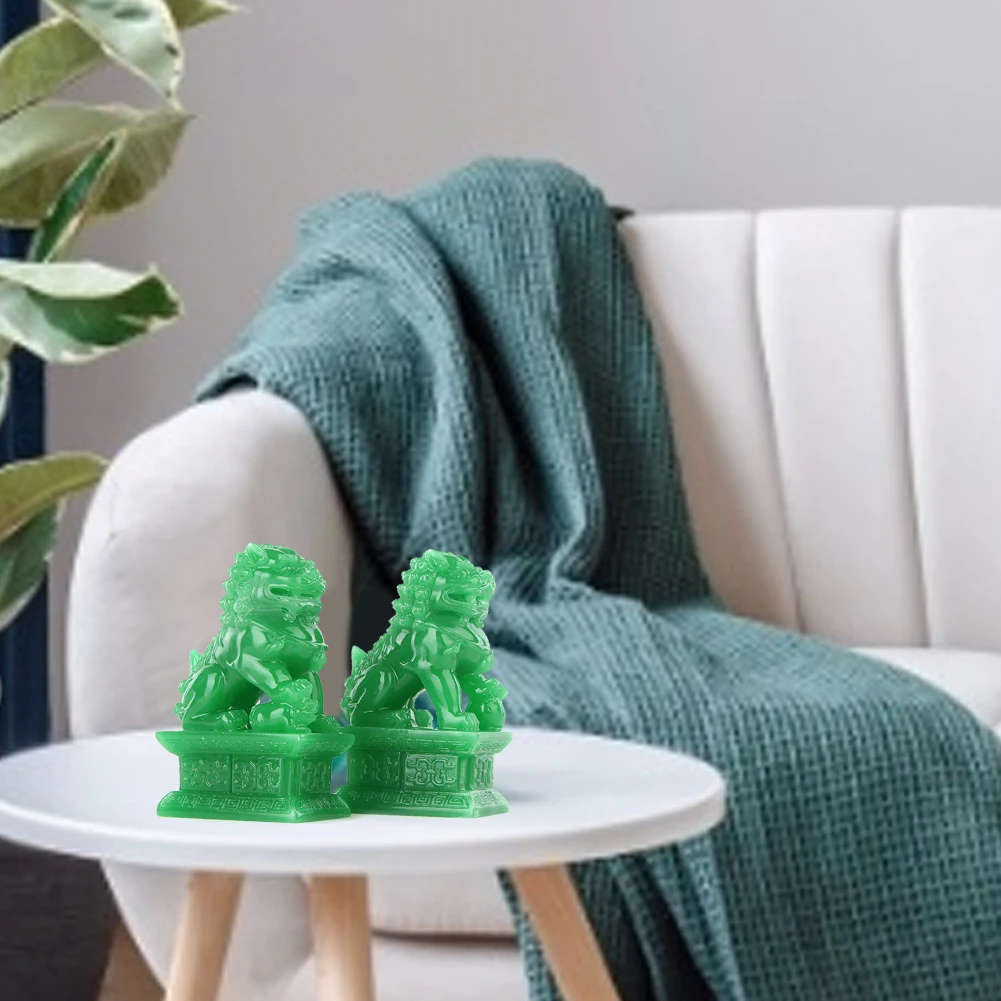 2 шт. Фу собак охранник Лев Статуи из искусственного камня Feng Shui орнамент