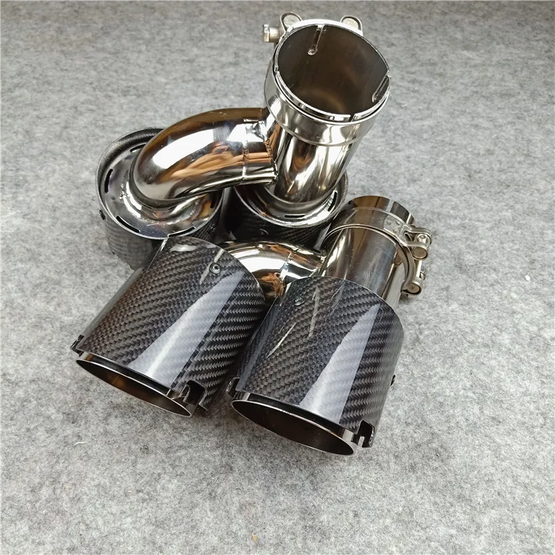 1 пара глянцевые насадки из углеродного волокна для глушителя 63 мм|Выхлопные