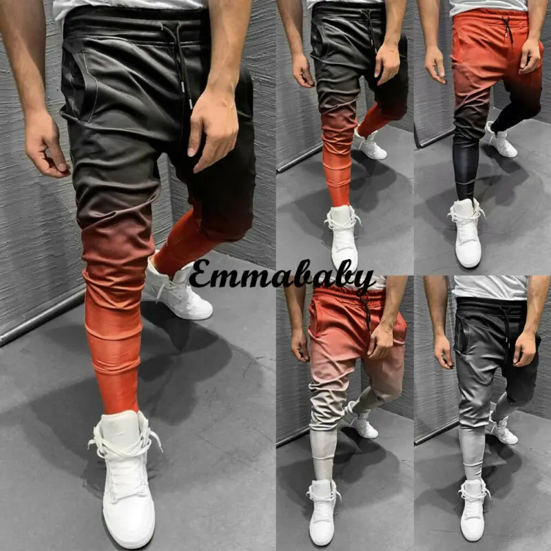 Мужские Длинные повседневные спортивные брюки новинка 2019 модные облегающие для