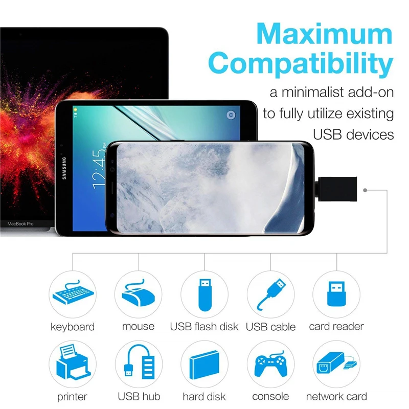 Адаптер 2 в 1 с Type C на USB OTG переходник Micro для Samsung Galaxy S8 S9 Plus Note 8 Asus Zenfone 5z 5