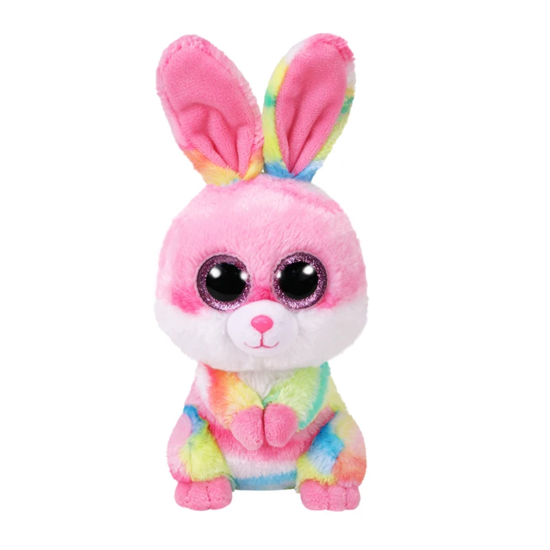 

Шапочка Ty, 15 см, блестящий кролик с большими глазами, разноцветный, шелковистый мех, милые детские игрушки, куклы, подарки на день рождения дл...