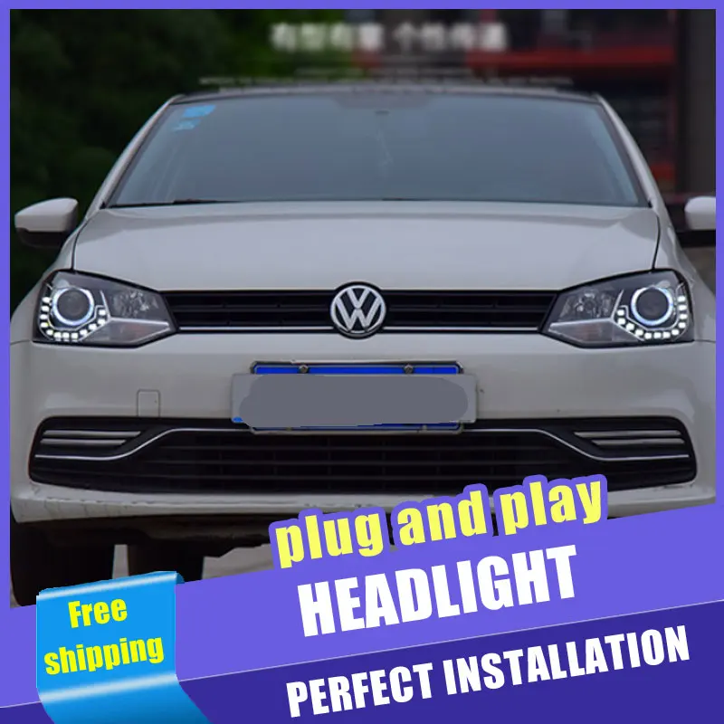 2 шт. светодиодный Автомобильные светодиодные фары для vw Polo 2013 ные DRL двухлучевые