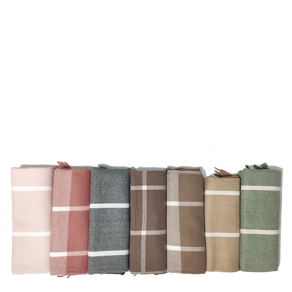 Утолщенный Теплый Женский кашемировый большой шарф в клетку зимний шерстяной