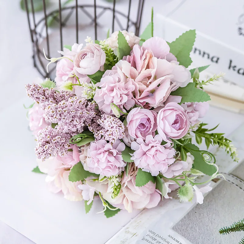 Искусственные цветы букет роз Гортензия пион Berry SpikeVintage невесты из искусственных