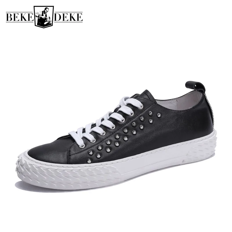 Модные мужские туфли в стиле панк с заклепками Натуральная кожаная обувь на