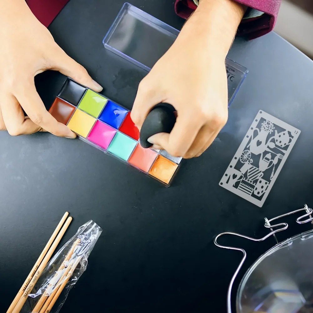 

1 Set 12pcs DIY Hollow Painting Templates Arts Crafts Drawing Stencils Templates