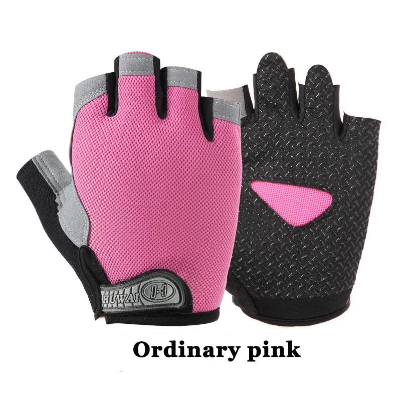 Fishing Gloves Outdoor Sports Sun Protection Half Finger Gloves Fitness Non-Slip Breathable Riding Fishing Gloves Tackle Pesca - Color: Pink