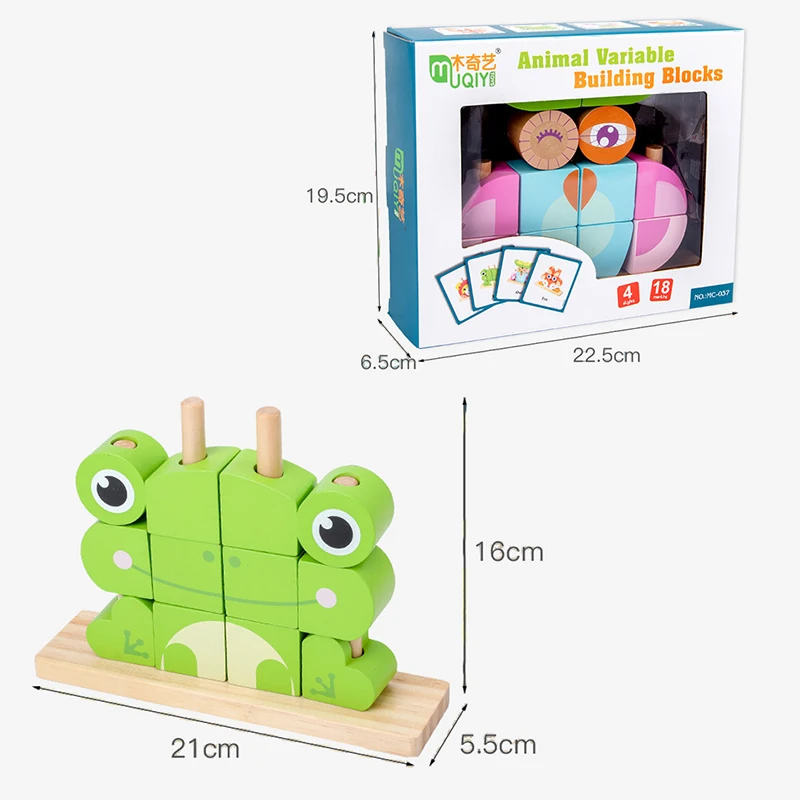 

3D Animal Blocks Wooden Toys Mosaic Building Blocks For Kids Early Educational Intellectual Creative Puzzle Toy Gift