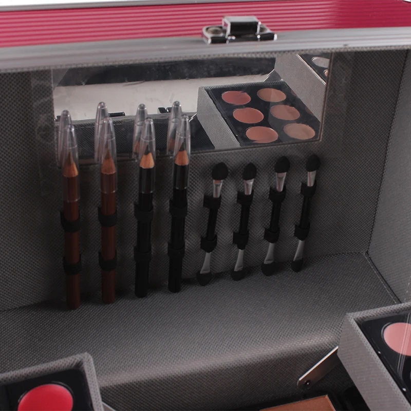 Профессиональный набор для макияжа пудра лица матовые и мерцающие тени век