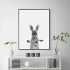 Австралийское животное кенгуру, нордическая черно-белая фотография, модульная печать, картина для украшения дома, живопись, холст, плакат, настенное искусство