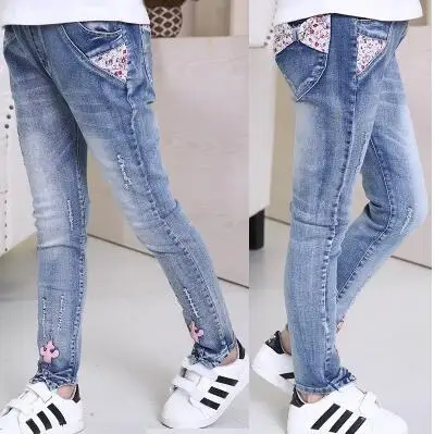 435 jeans Коллекция года, Весенняя детская одежда джинсы для девочек повседневные тонкие джинсы для маленьких девочек, джинсы для крупных девочек, длинные штаны - Цвет: 435 jeans