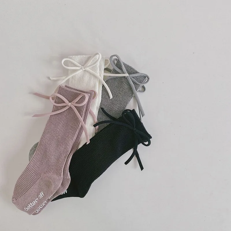 Calcetines largos y antideslizantes para beb&eacute;, medias de algod&oacute;n suave con lazo de princesa, de tubo Kawaii hasta la rodilla, para oto&ntilde;o, 1 par-2