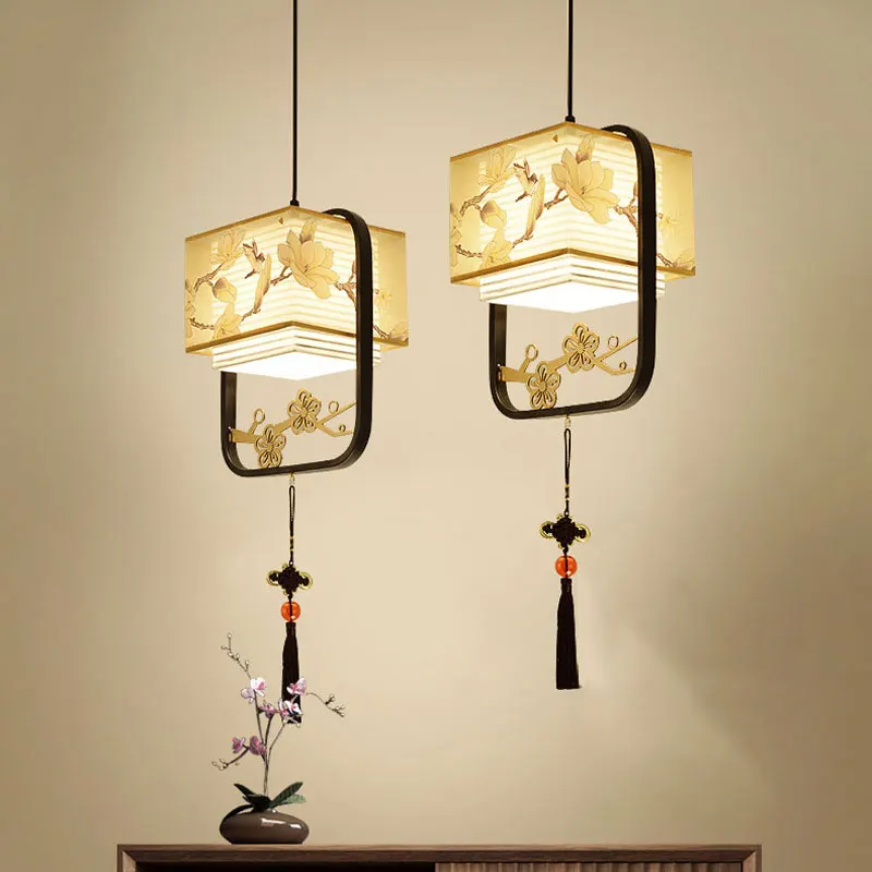 

Люстра в китайском стиле, тканевая Подвесная лампа для коридора, коридора, кабинета, балкона, спальни