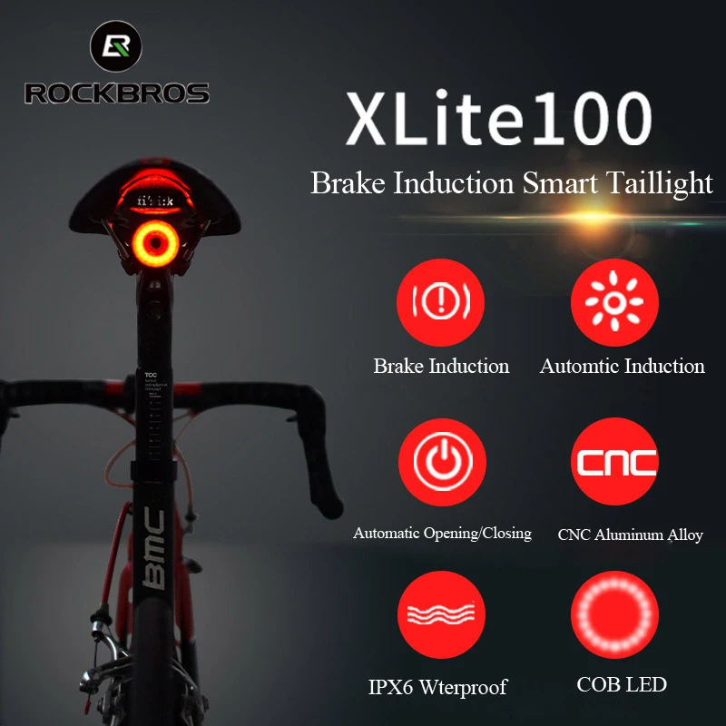 Rockbros Велоспорт свет IPx6 Водонепроницаемый светодиодный зарядка задних фонарей