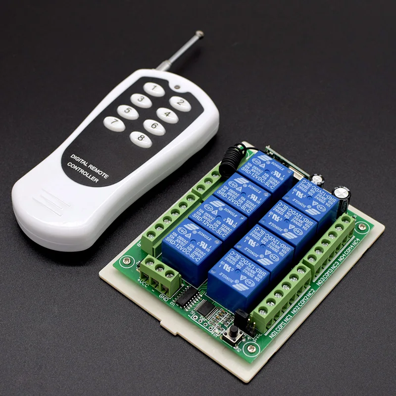 

DC 24V 12V 8CH channel RF Wireless Remote Control Switch & Remote Control System receiver + transmitter 8CH Relay 433MHz
