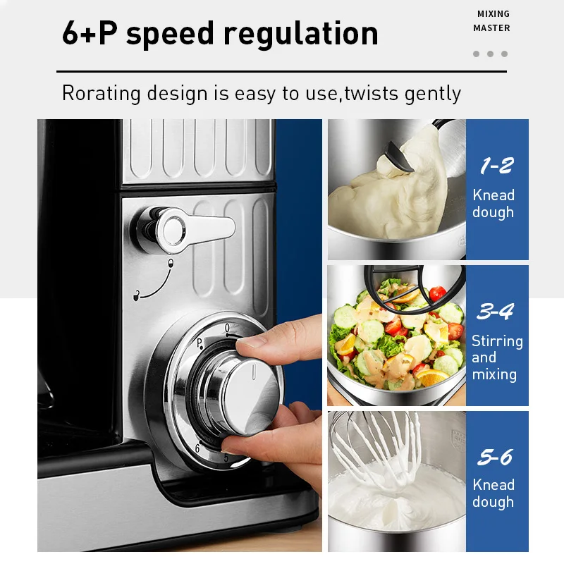 Настольный миксер zhoutu на 5 л аппарат для замешивания из нержавеющей стали
