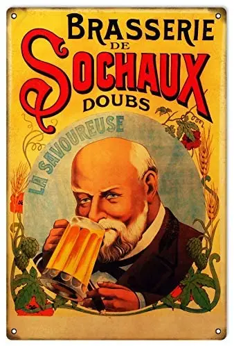 

Brasserie Beer Metal Tin Sign 8x12 Inch Decor Travel