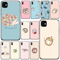 animal cute cartoon hedgehog phone case for iphone 11 12 pro xs max 8 7 6 6s plus x 5s se 2020 xr soft silicone cover funda