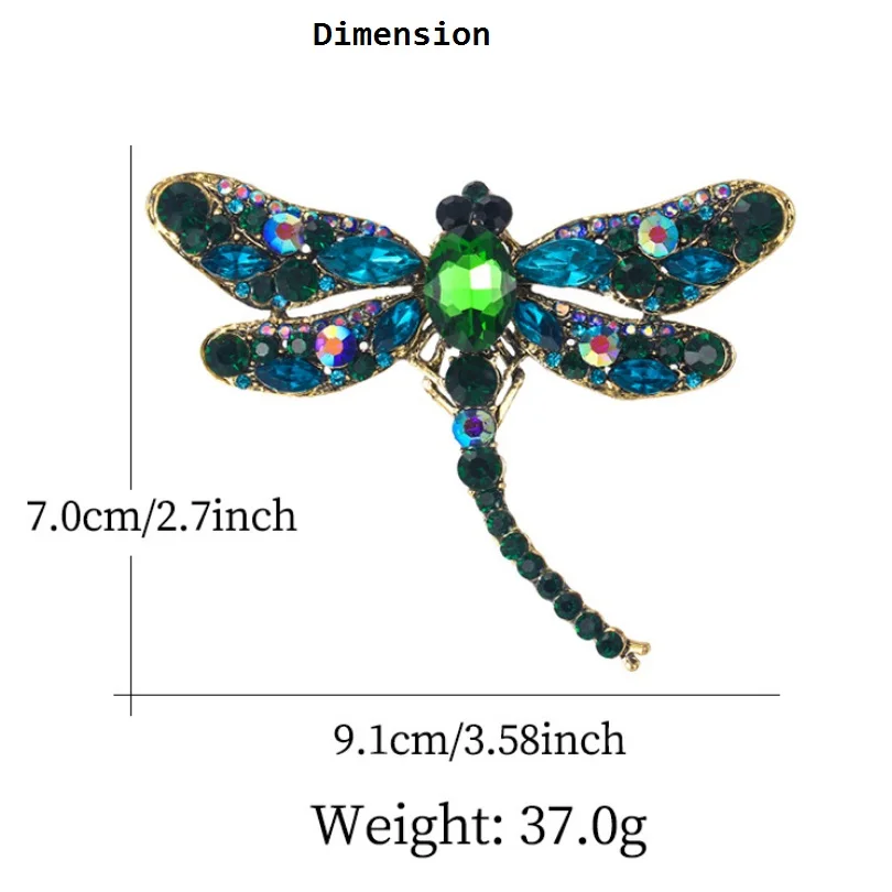 Винтажная брошь в виде стрекозы для женщин булавка с кристаллами модных