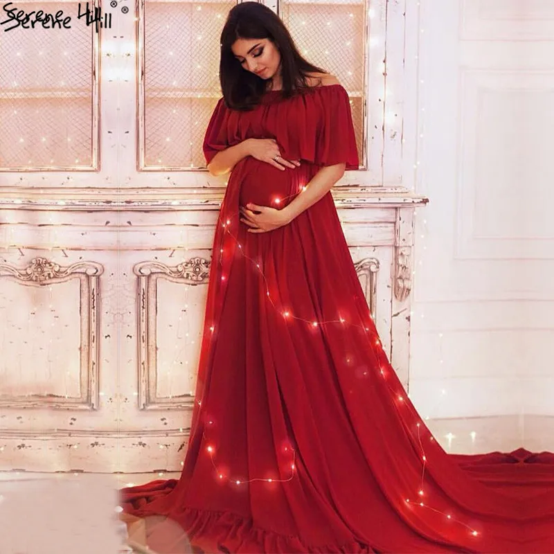 wine red Фиолетовые без рукавов сексуальные шифоновые Свадебные платья для беременных фотографии Простые Свадебные платья размера плюс Serene Хилл HA2044 - Цвет: wine red