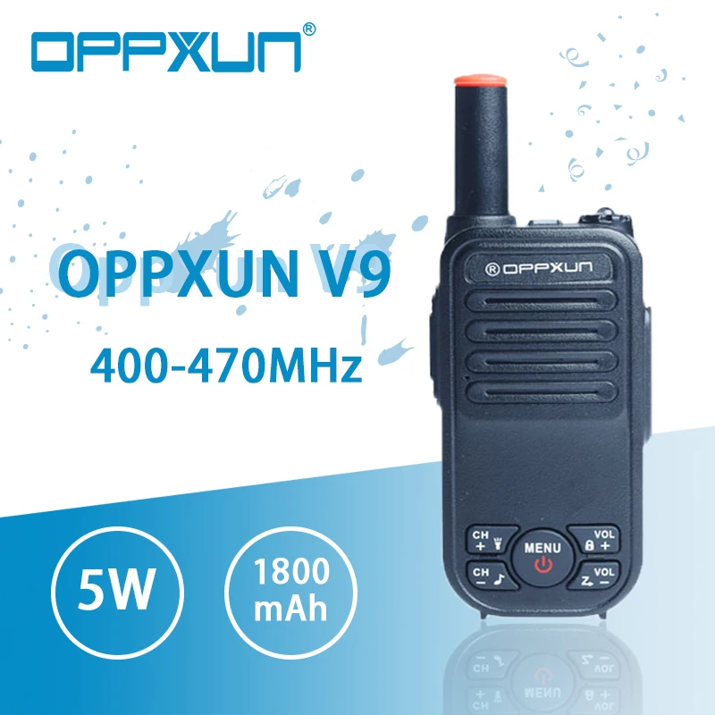 

2021 NEW OPPXUN V9 Mini 5W High Power powerful Portable Walkie Talkie long range of 10km VHF/UHF dual band two ways Radio Pofung