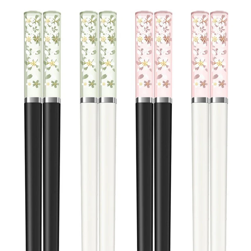 

Amber Cherry Blossom Alloy Chopsticks Chinese Chopsticks Reusable Tableware