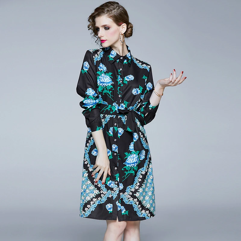 2019 на весну с винтажным цветочным принтом платье для женщин одежда высшего