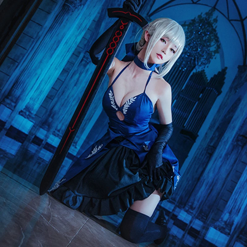Японский аниме Fate Share Night Altria Pendragon карнавальный костюм темно-синее сексуальное